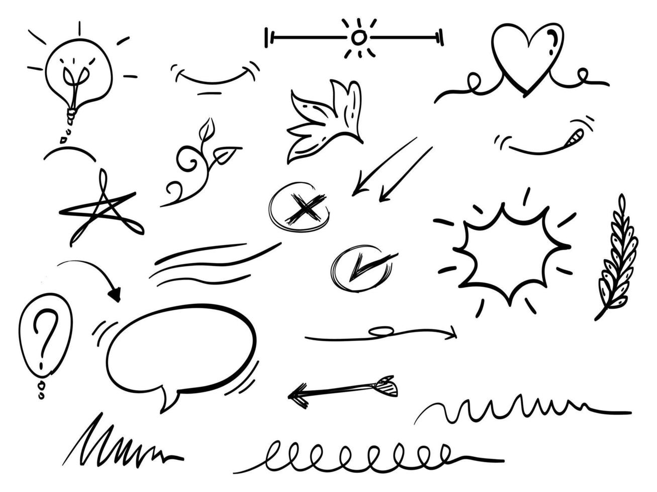 hand drawn set of abstract doodle elements. use for concept design. isolated on white background. vector illustration