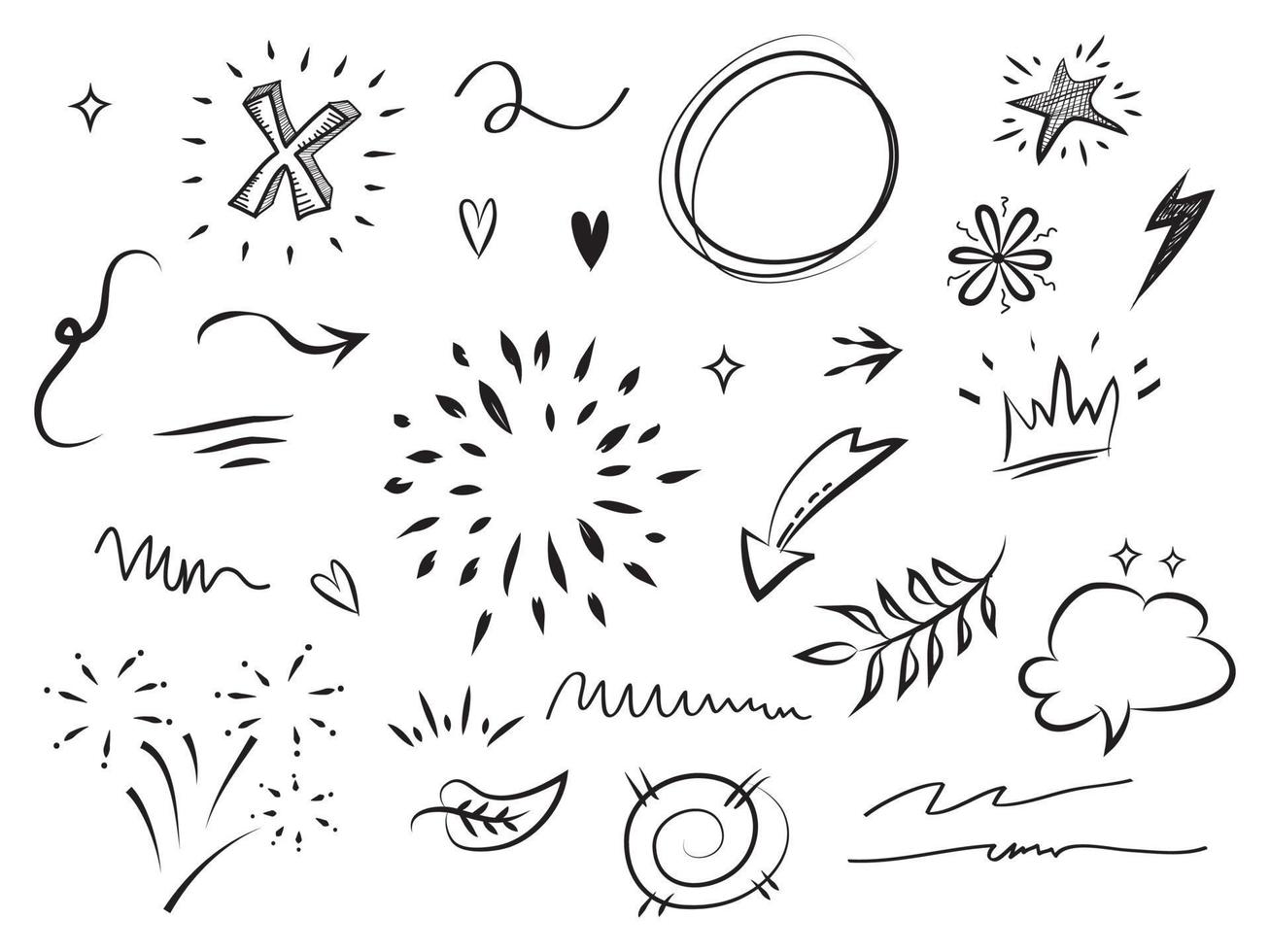 hand drawn set of abstract doodle elements. use for concept design. isolated on white background. vector illustration