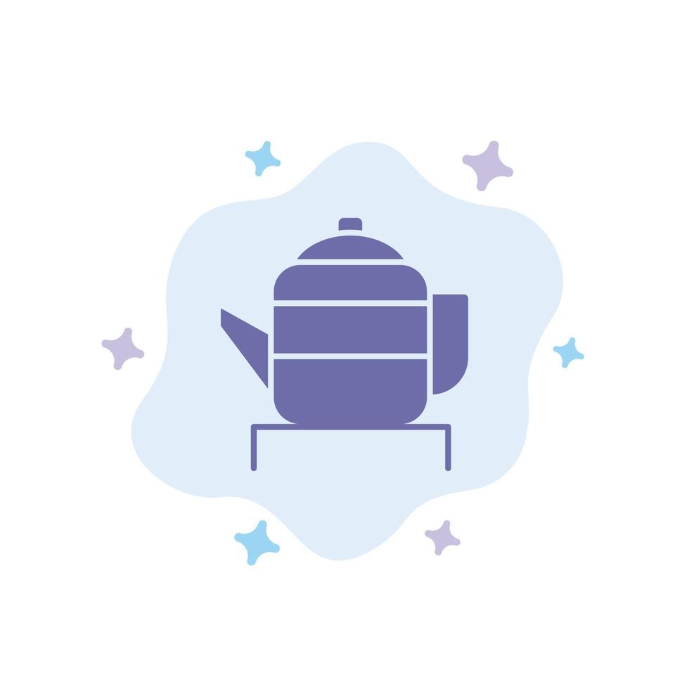 Tea Teapot China Chinese Blue Icon on Abstract Cloud Background vector