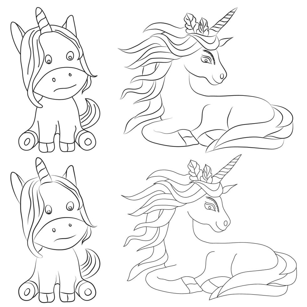 Hand drawn Horse line drawing Images illustration collection vector