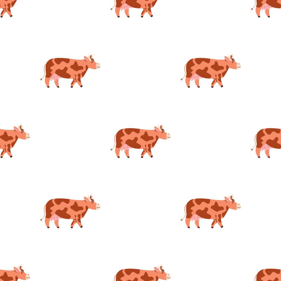 Children s seamless pattern with a cow on white background vector