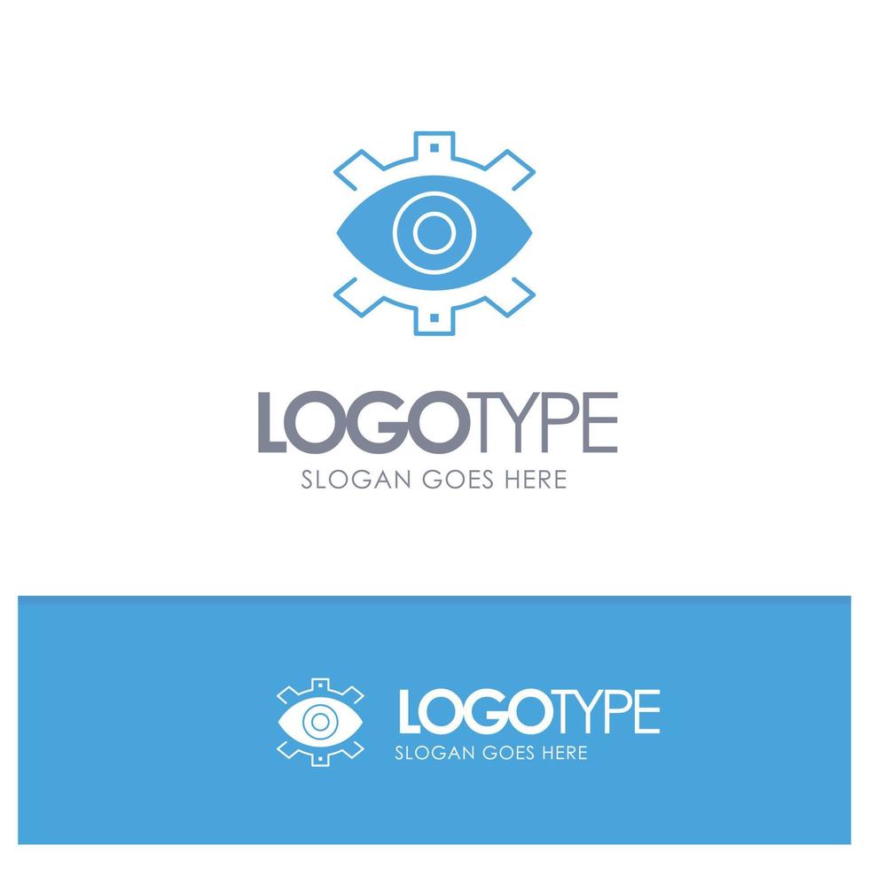 ojo producción creativa negocio creativo producción moderna logotipo azul sólido con lugar para el eslogan vector