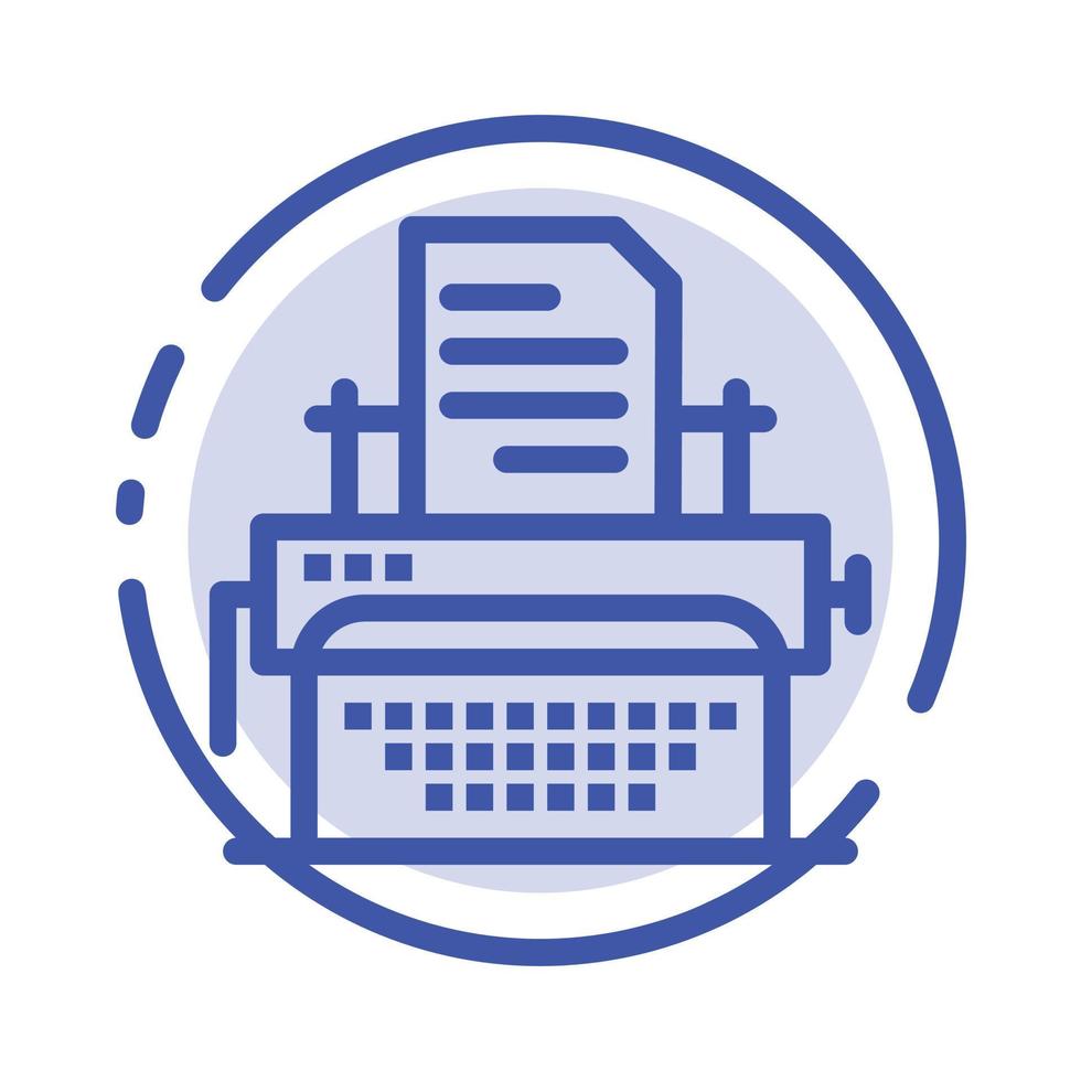 Typewriter Typing Document Publish Blue Dotted Line Line Icon vector