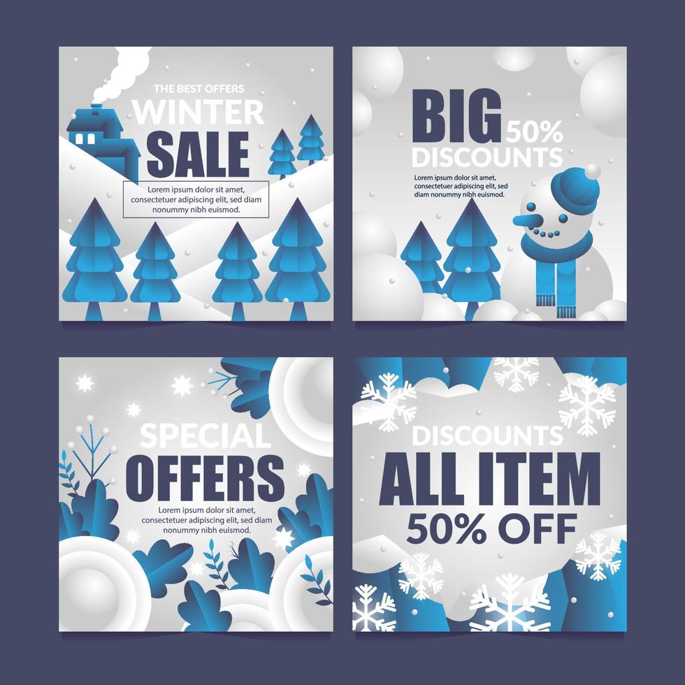 White And Blue Winter Sale Social Media Template vector
