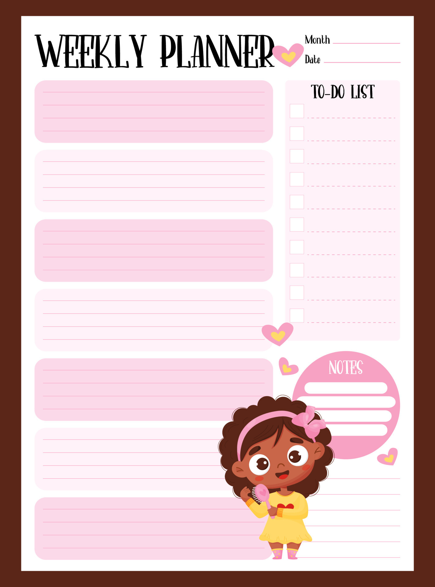 Planificador Femenino Semanal Lista De Tareas Notas Con Una Linda planificador-femenino-semanal-lista-de-tareas-notas-con-una-linda