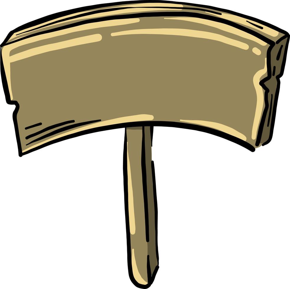 Wooden sign, illustration, vector on white background