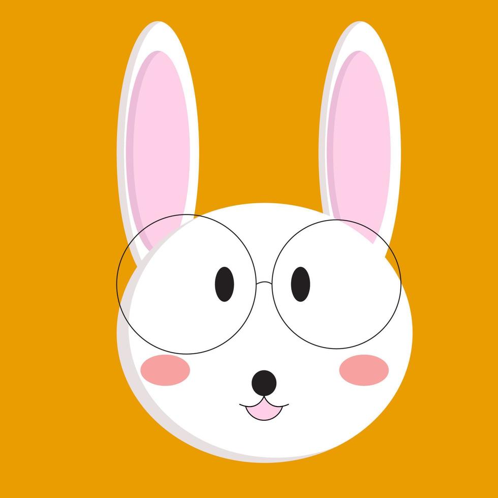 conejo con gafas, vector o ilustración en color.