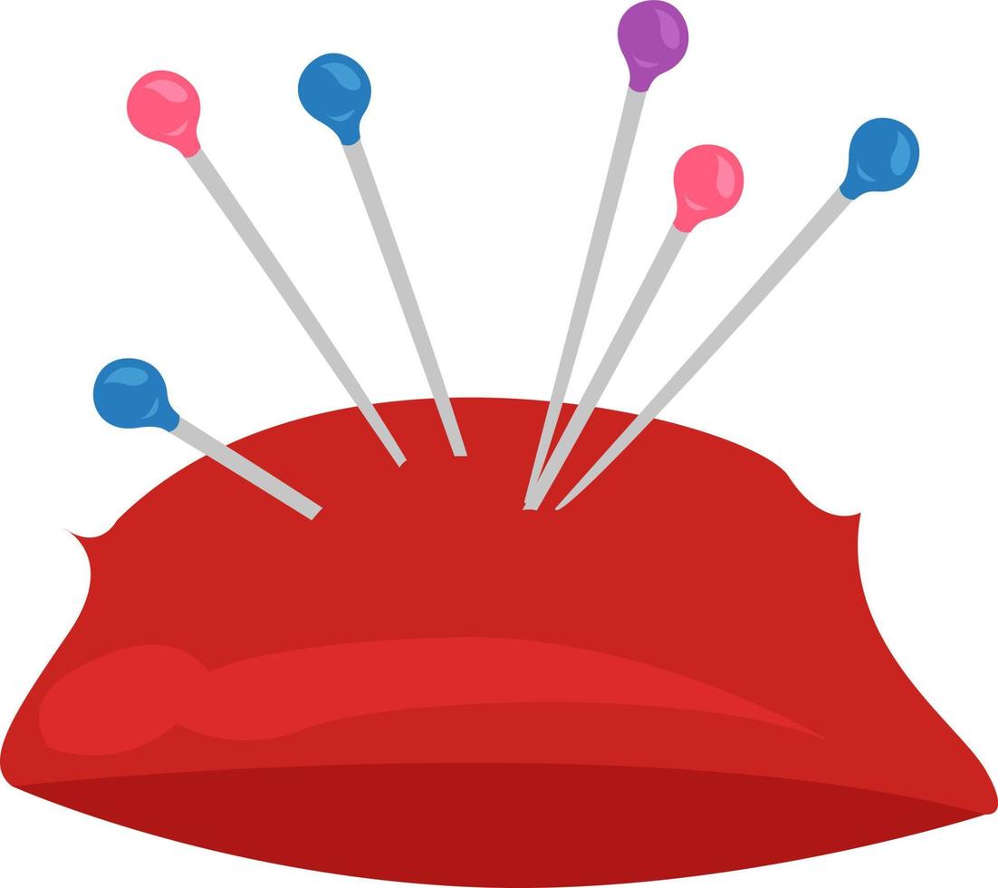Pins in pillow, illustration, vector on white background