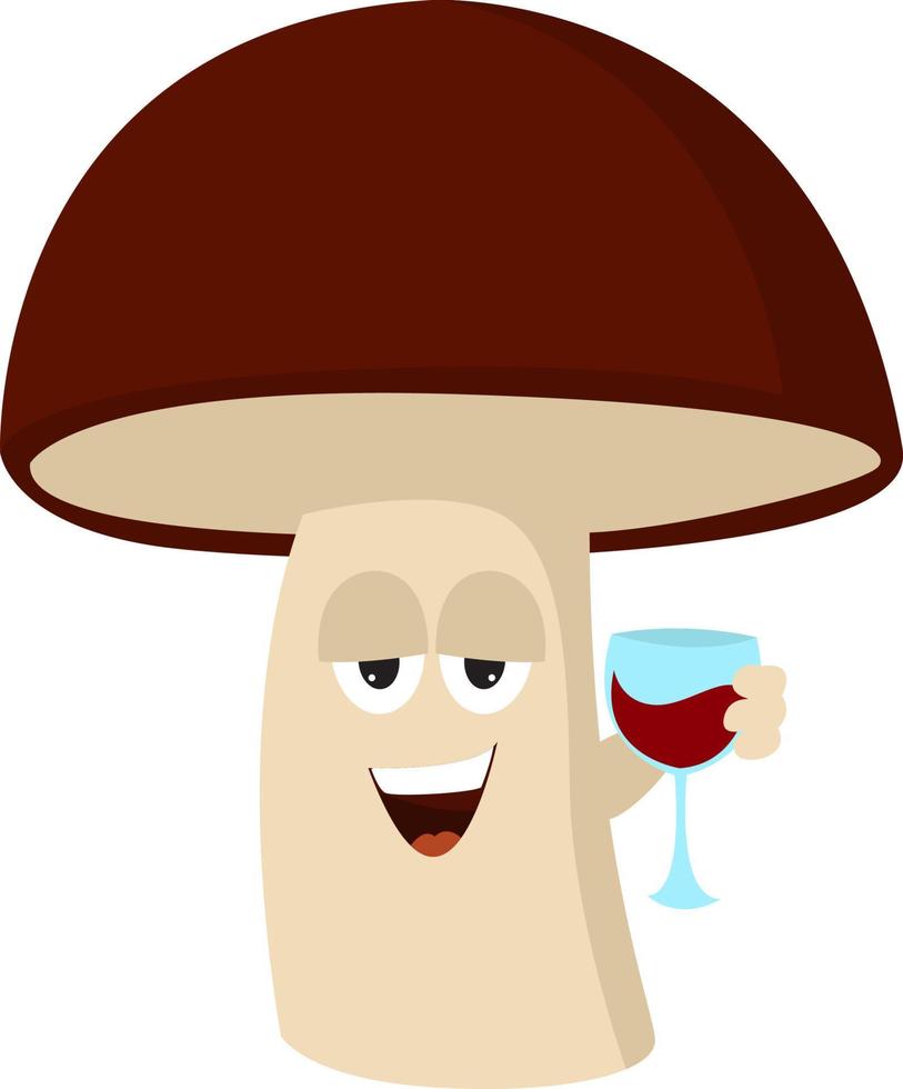 Drunk mushroom, illustration, vector on white background.