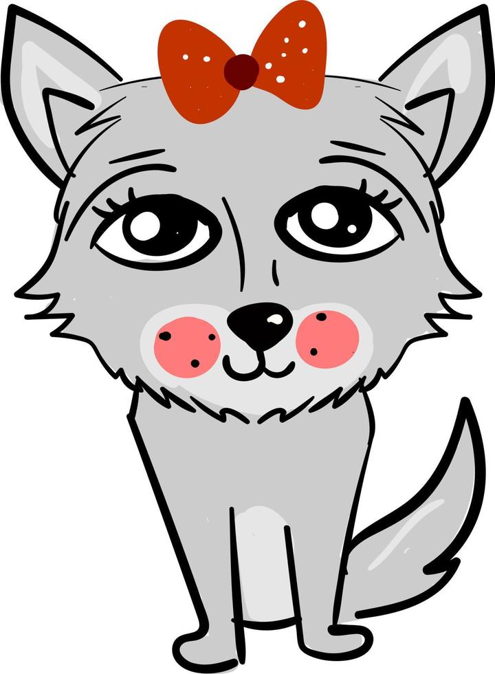 Happy gray wolf, illustration, vector on white background.