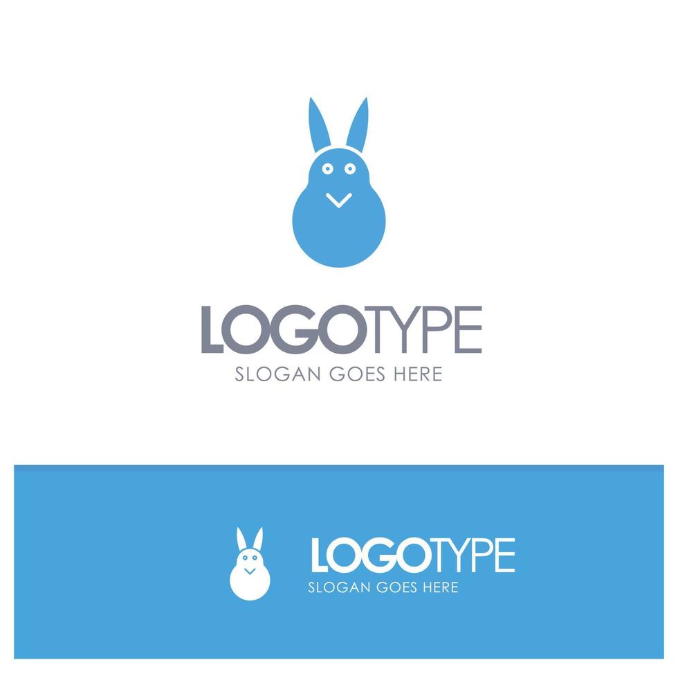 conejito pascua conejito de pascua conejo azul logotipo sólido con lugar para el eslogan vector