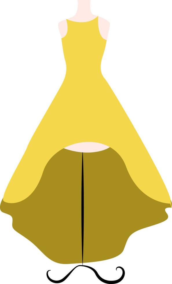 vestido amarillo, ilustración, vector sobre fondo blanco.