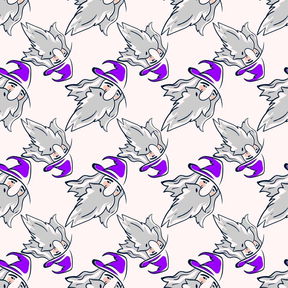 Wizard pattern, seamless pattern on white background. vector