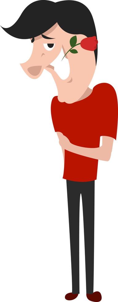 Shy man, illustration, vector on white background.