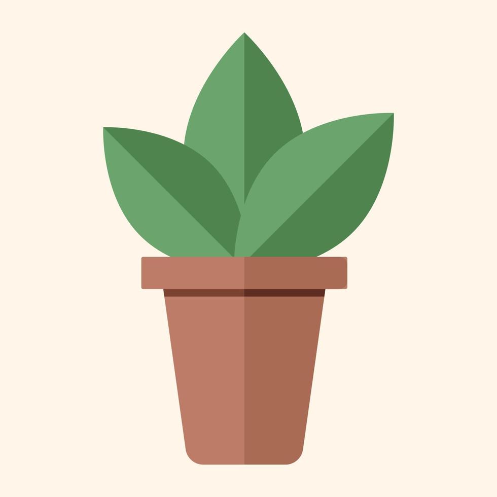 Plant in pot, illustration, vector on white background.