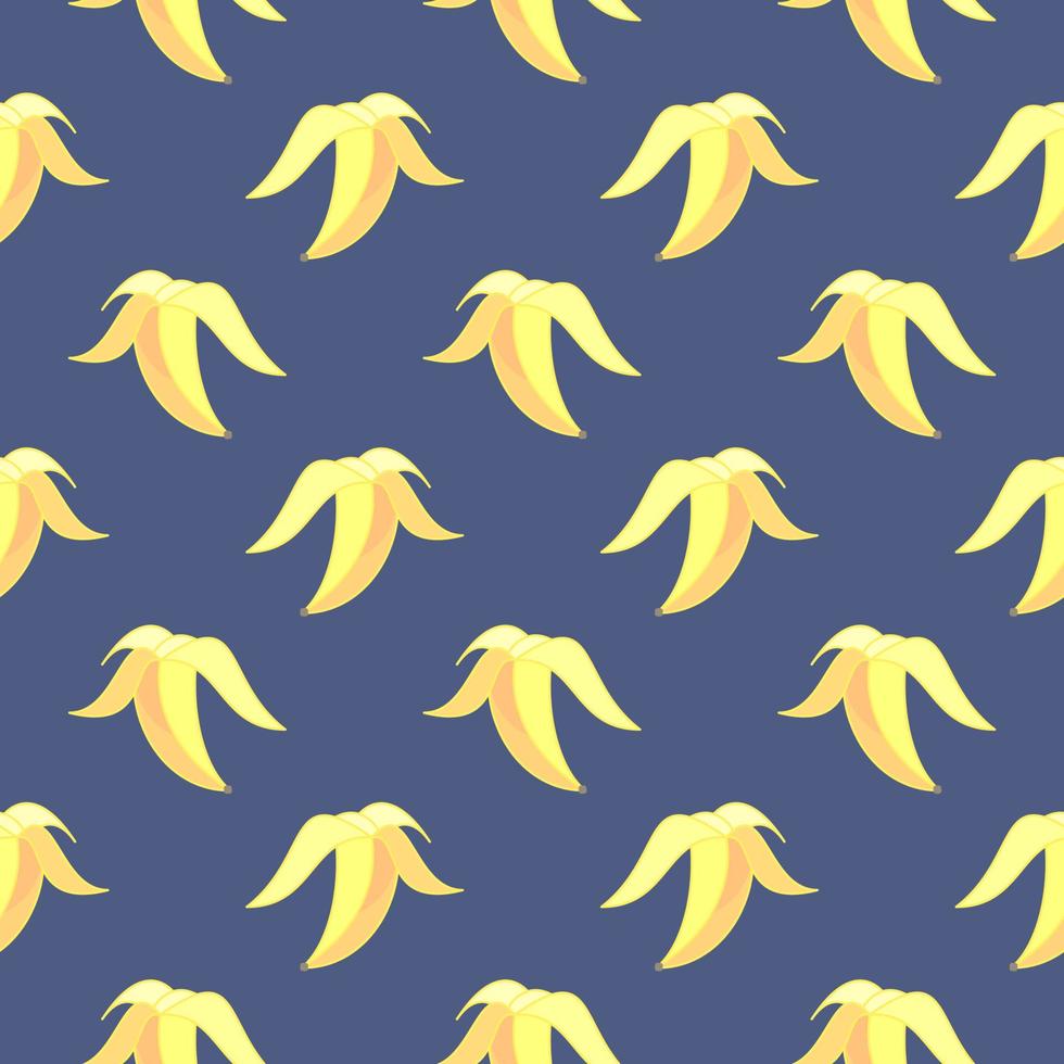 cáscara de plátano, patrón sin costuras en un fondo azul. vector