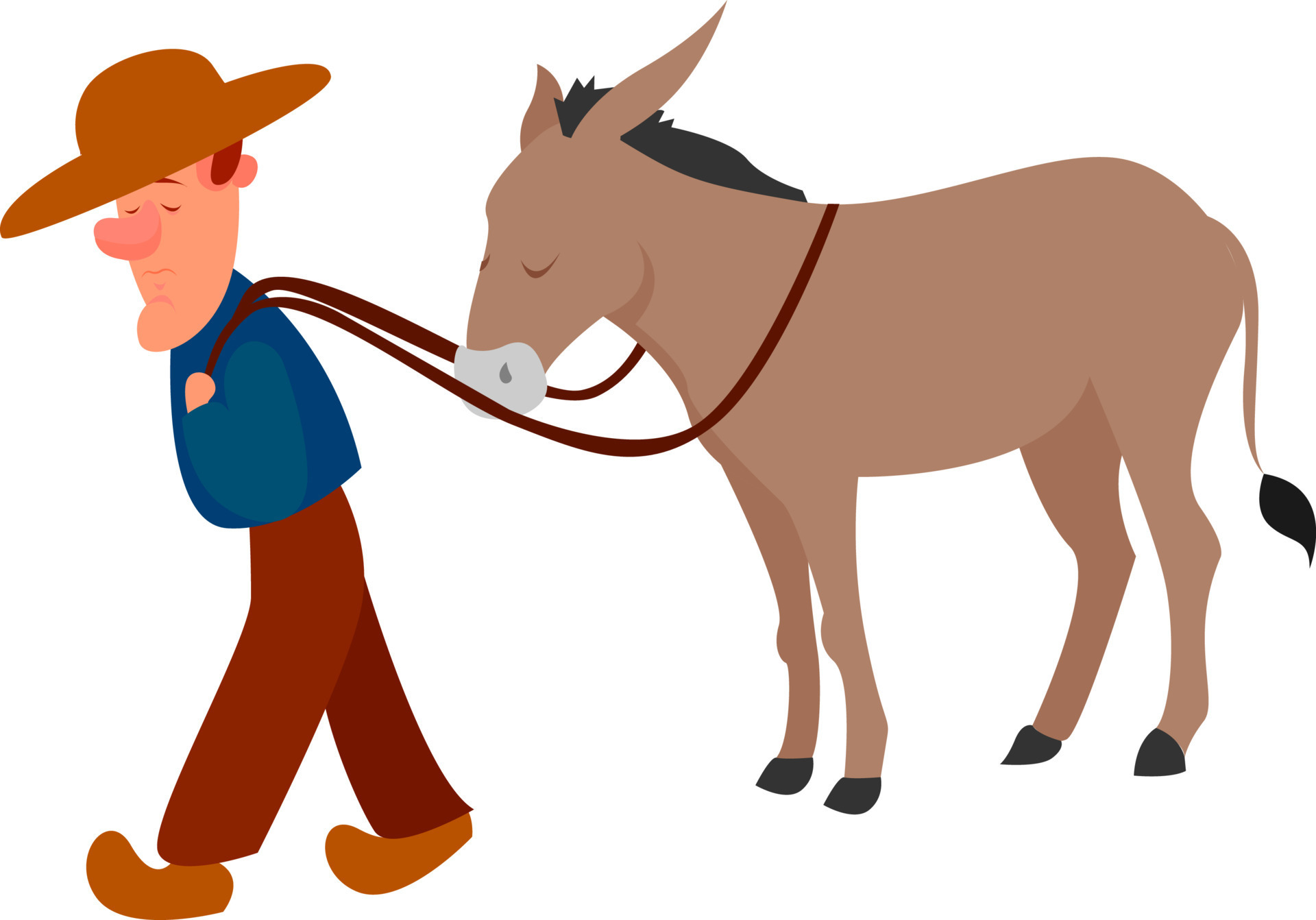 Man with donkey, illustration, vector on white background. 13512727