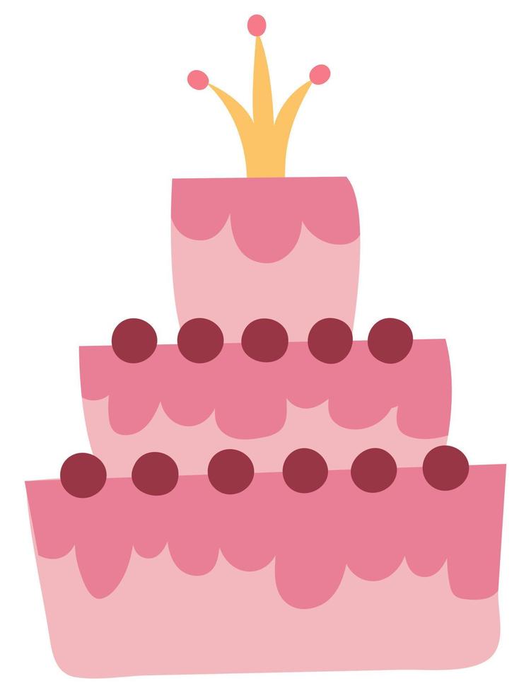 hermoso pastel rosa. estilo dibujado. fondo blanco, aislar. ilustración vectorial vector