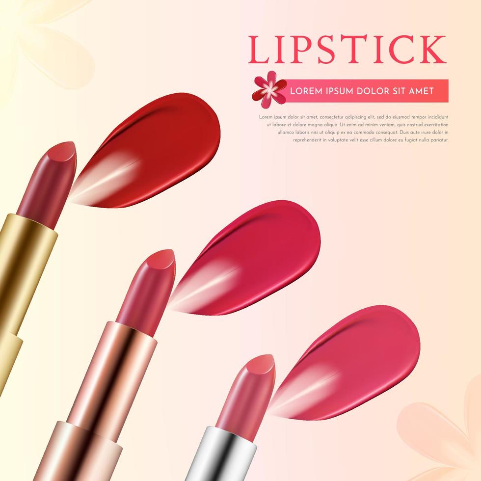 Realistic Lipstick Cosmetic Product Banner Template vector