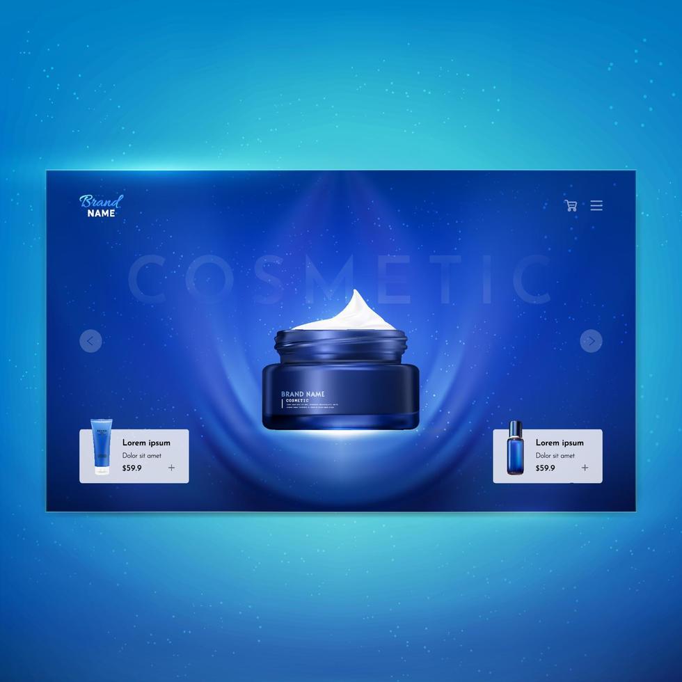 Realistic Cosmetic Products Landing Page vector