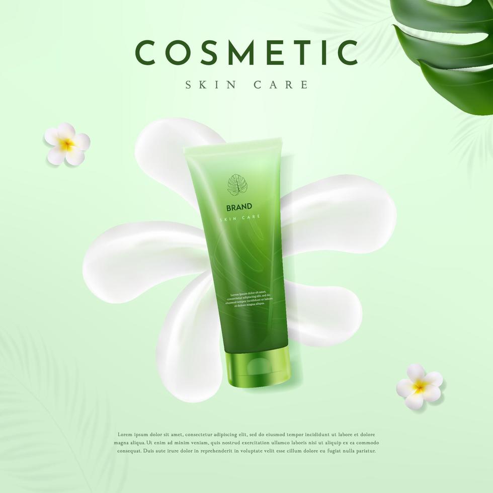 Green Cosmetic Product on Green Background vector