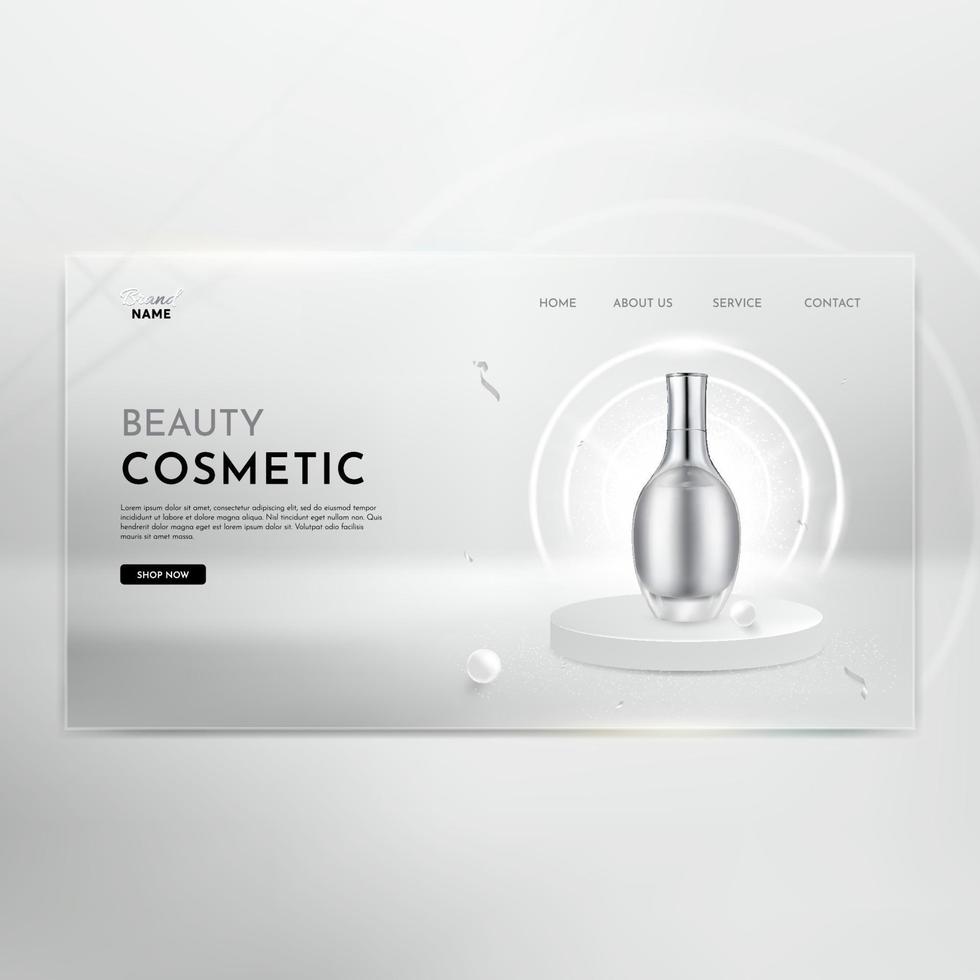 Realistic Beauty Cosmetic Product Landing Page vector