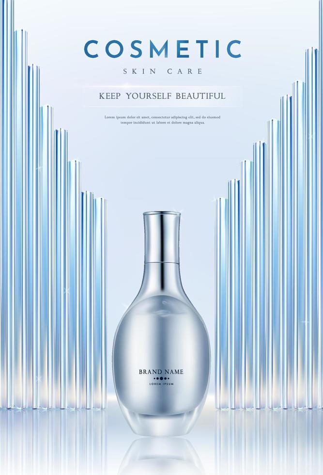 Realistic Cosmetic Product on Glass Background vector