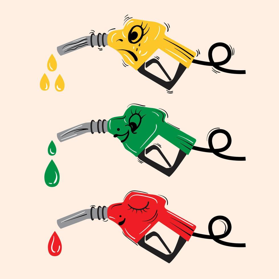 fuel nozzle funny cartoon character  vector illustration