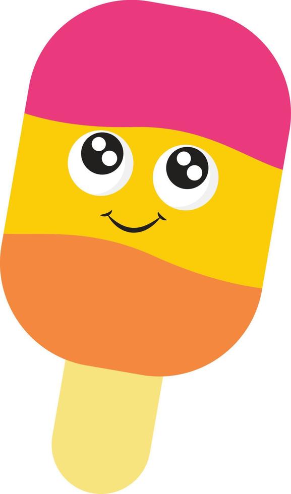 Cute ice cream with eyes, illustration, vector on white background.