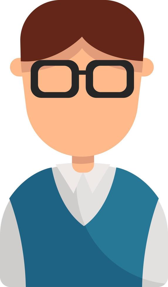 Man with glasses, illustration, vector on white background.