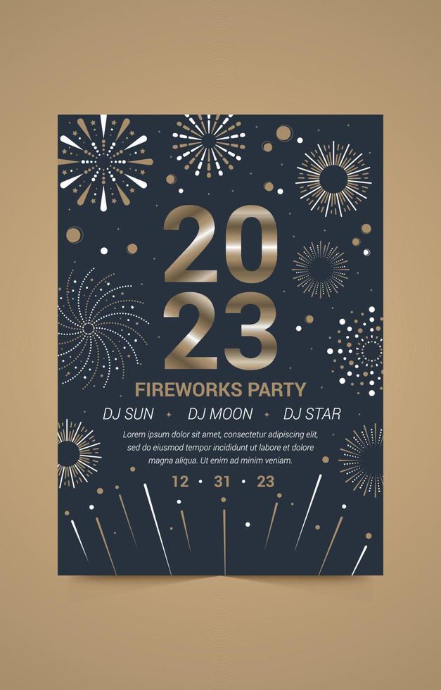 2023 New Year Fireworks Party Poster Design vector