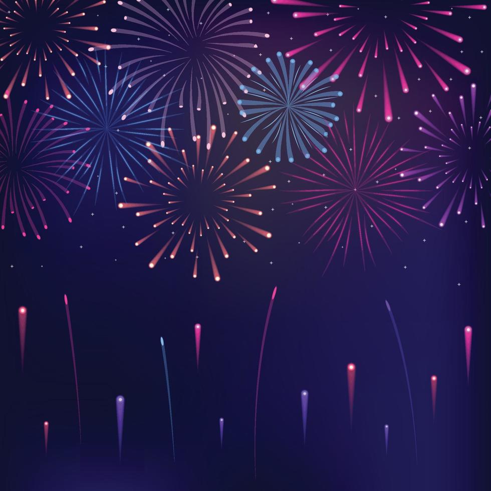 Fireworks Party with Different Colorful Fireworks Concept Background vector