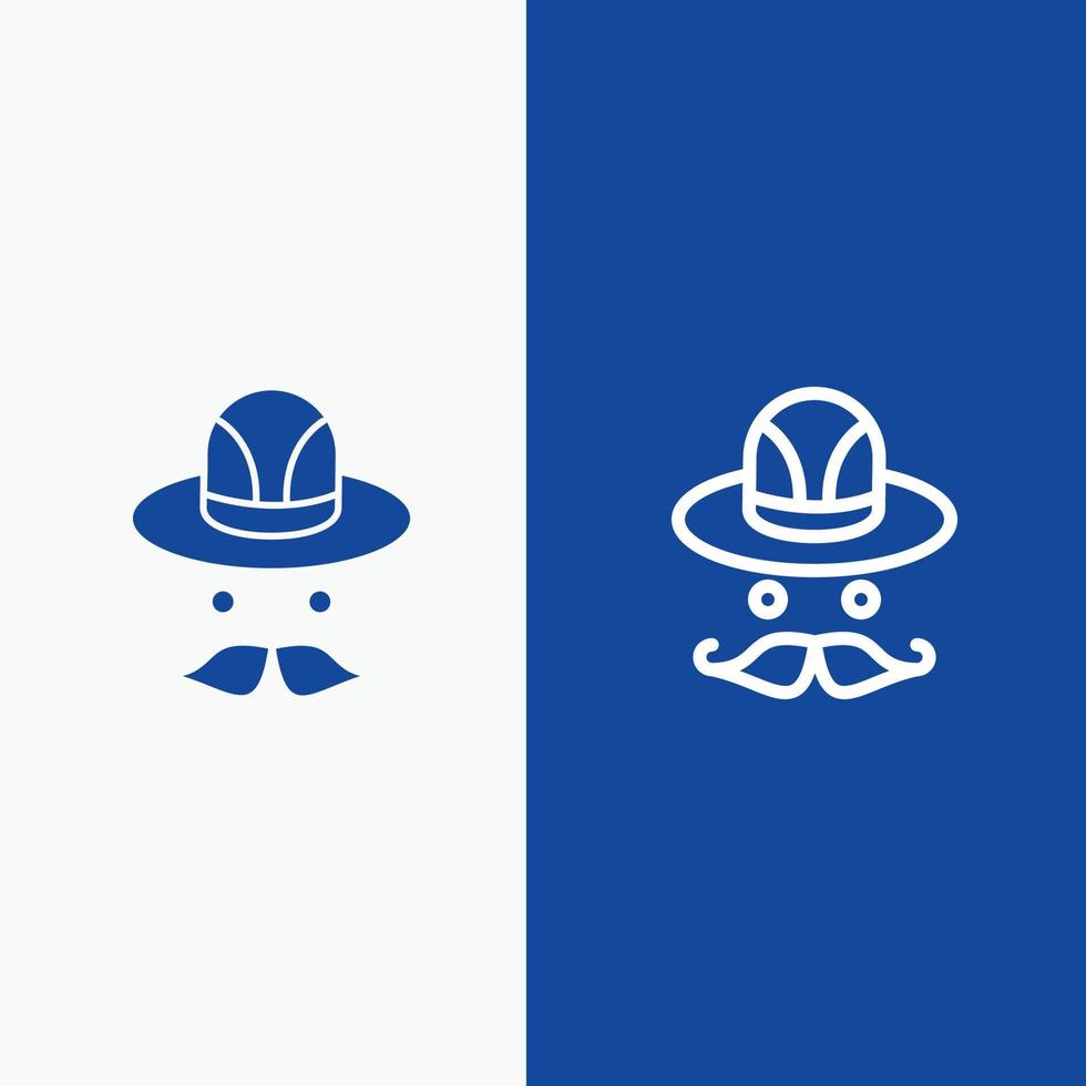 Cap Hat Canada Line and Glyph Solid icon Blue banner Line and Glyph Solid icon Blue banner vector