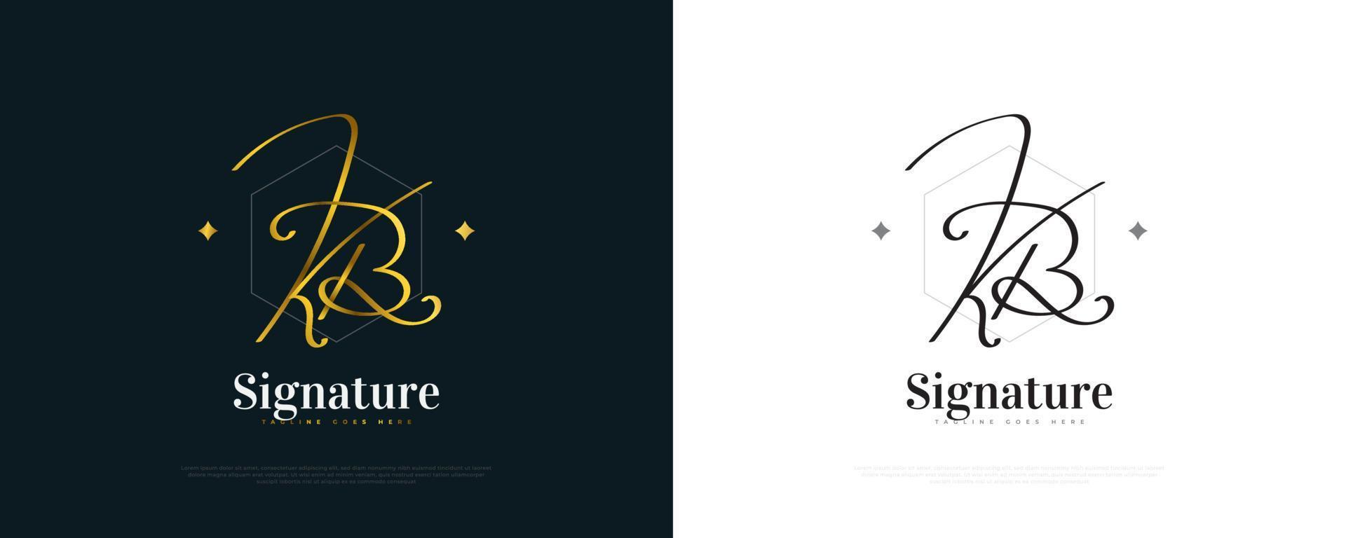Elegant and Minimal Initial K and B Logo Design with Handwriting Style. KB Letter Signature Logo with Gold Handwriting Style for Wedding, Fashion, Jewelry, Boutique, Botany and Brand Logo vector
