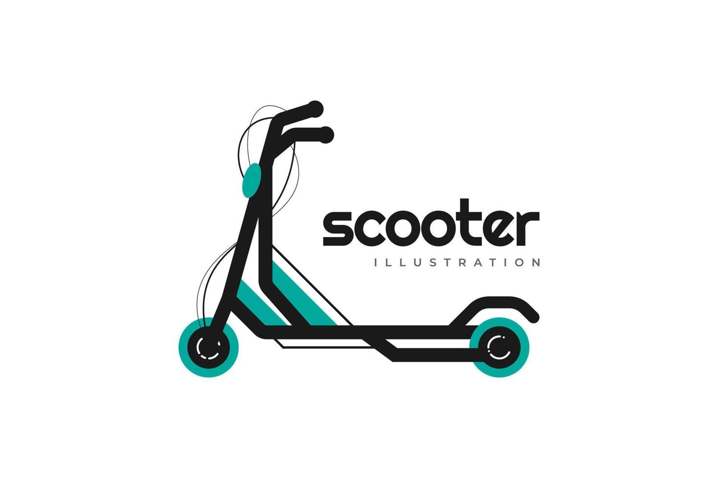 Ilustración de vector de patinete eléctrico. diseño de símbolo de icono de scooter