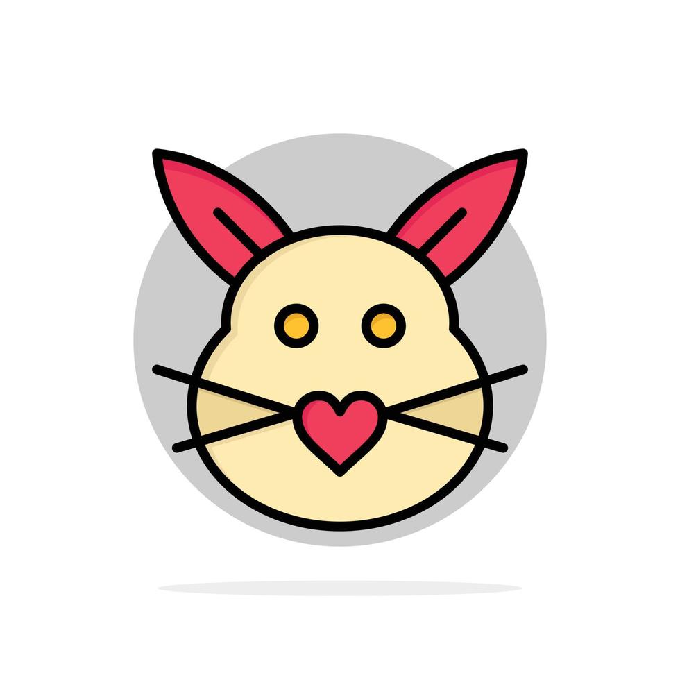 Rabbit Bunny Love Cute Easter Abstract Circle Background Flat color Icon vector