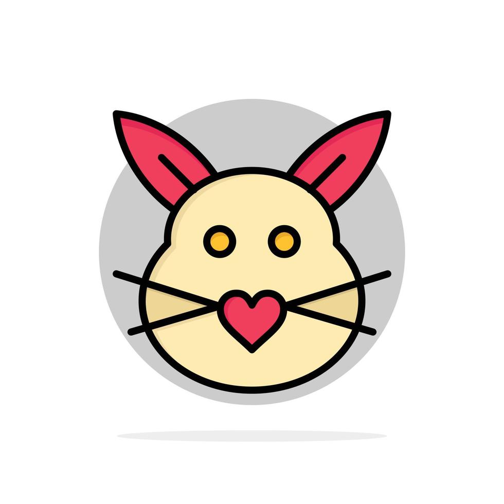 Rabbit Bunny Love Cute Easter Abstract Circle Background Flat color Icon vector