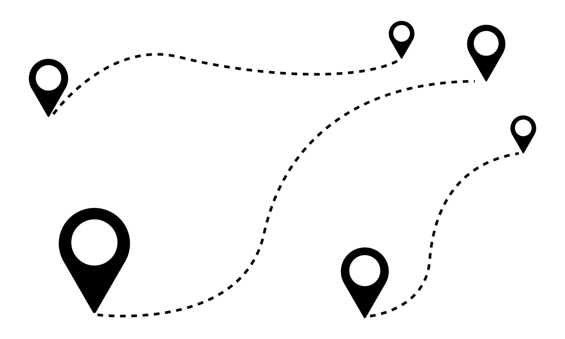 Route location icon on white background. Start and end jurney signs
