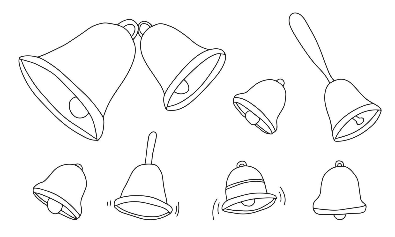 conjunto de campanas dibujadas a mano en estilo doodle. ilustración vectorial vector
