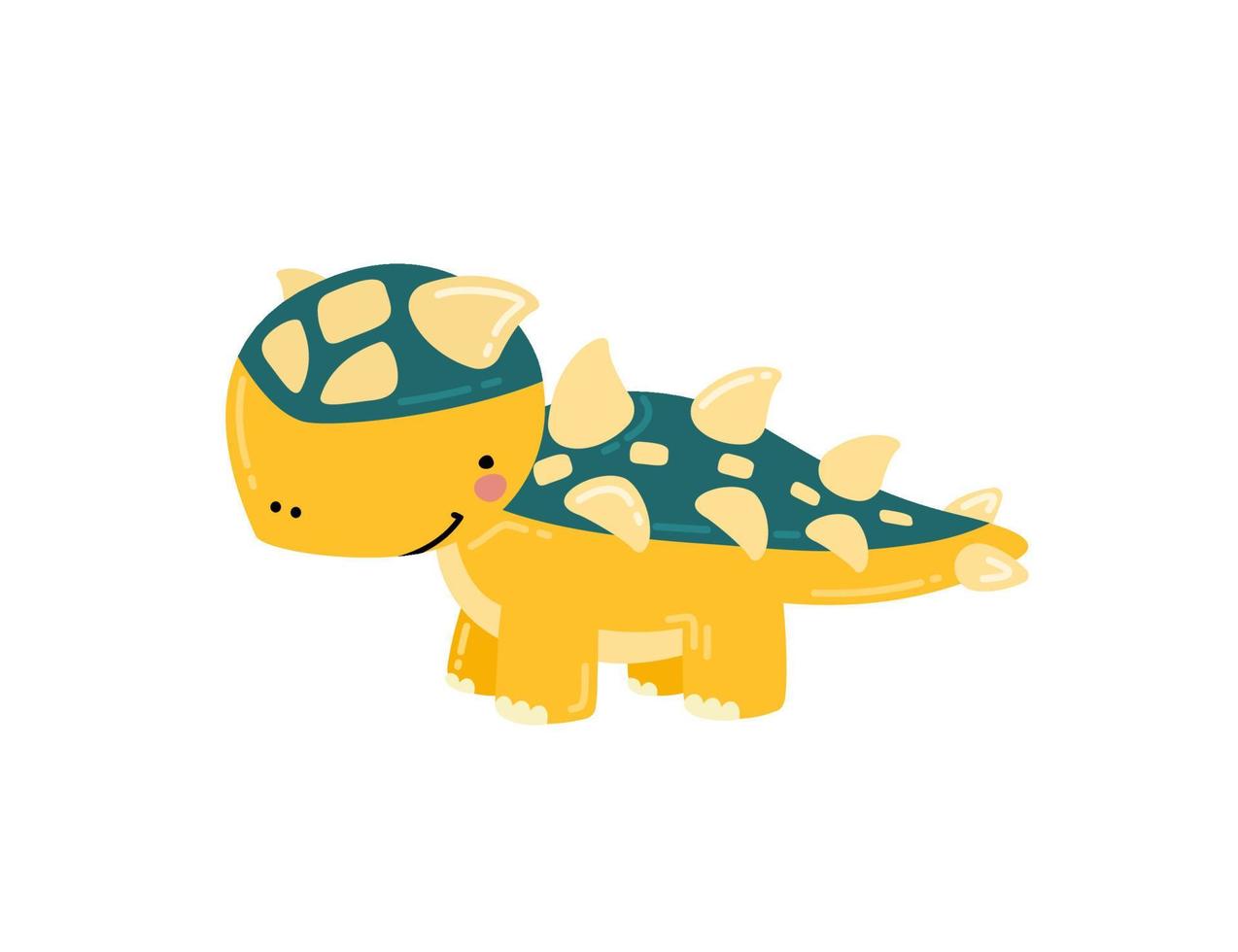 anquilosaurio de dinosaurio de dibujos animados lindo. divertido personaje animal para el diseño de los niños. ilustración vectorial plana. vector