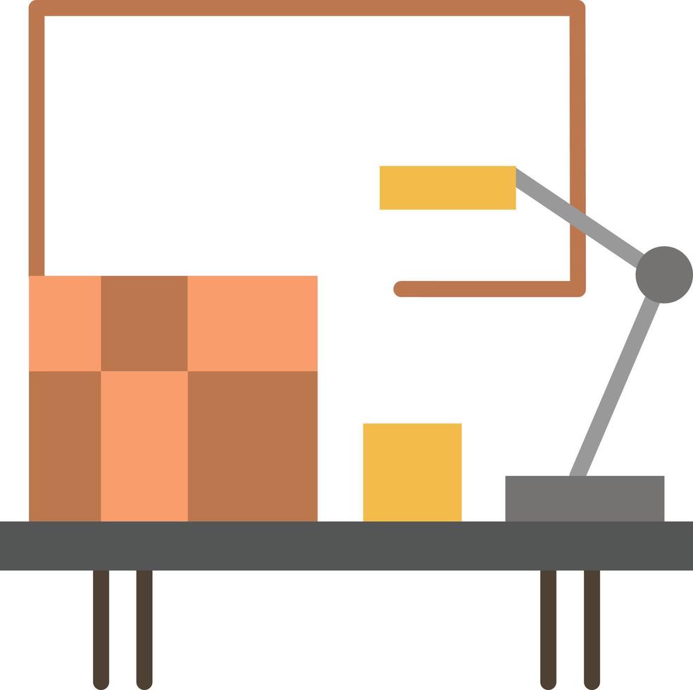 Workplace Desk Office Table  Flat Color Icon Vector icon banner Template