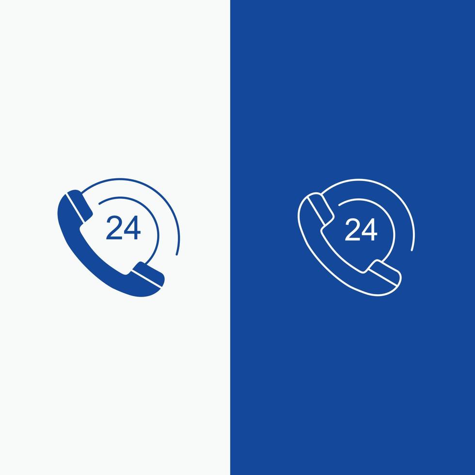 Call Communication Phone Support Line and Glyph Solid icon Blue banner Line and Glyph Solid icon Blu vector