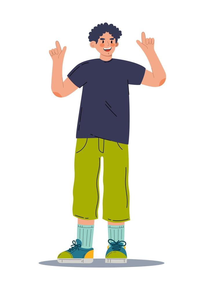 un joven con un peinado rizado de moda. ilustración vectorial estilo plano vector