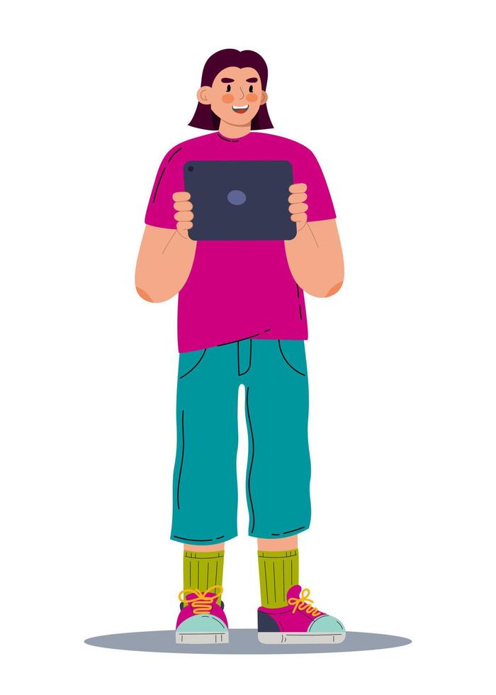 A man with a tablet. Vector illustration flat style