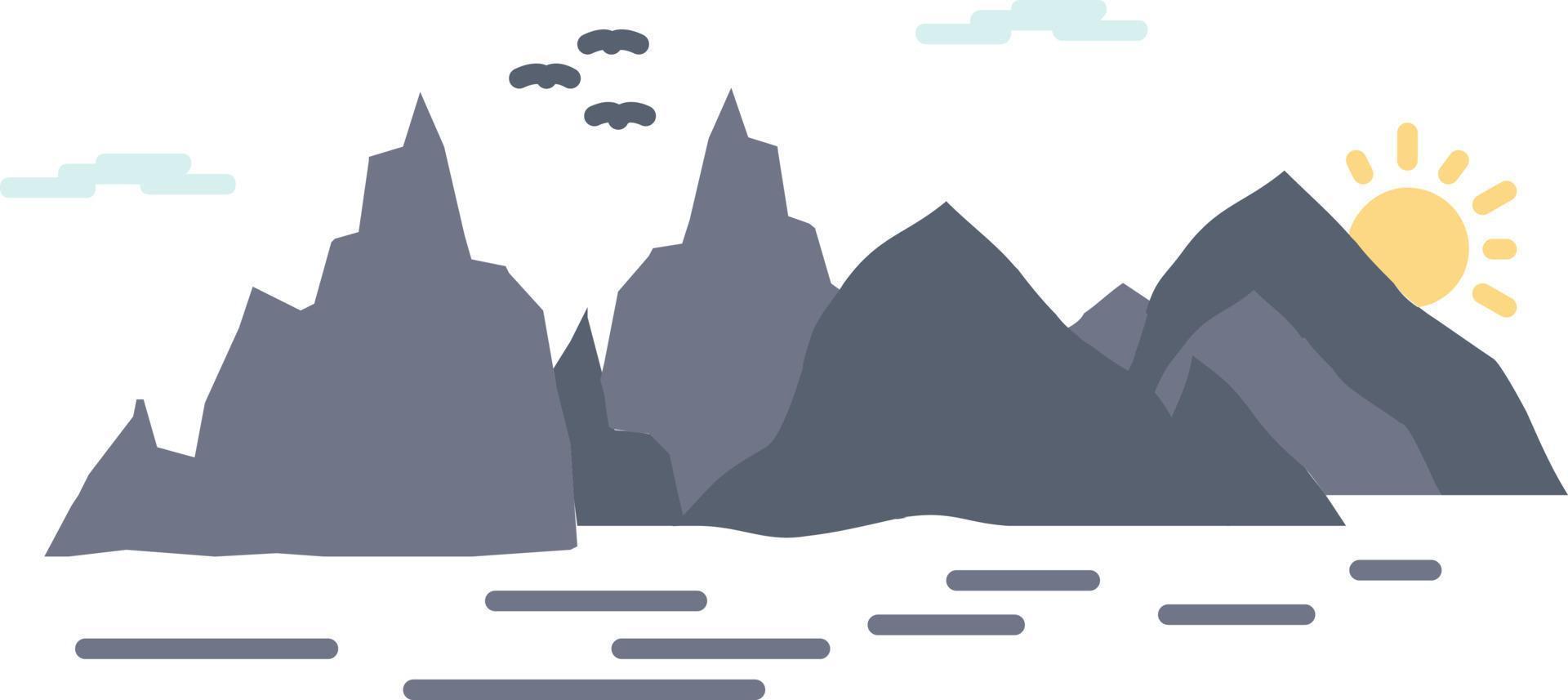 Mountain hill landscape nature cliff Flat Color Icon Vector