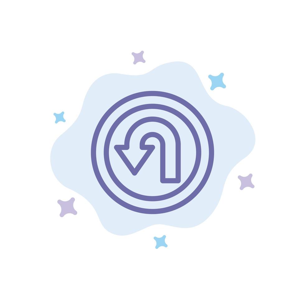 Arrow Back Navigation Way Blue Icon on Abstract Cloud Background vector