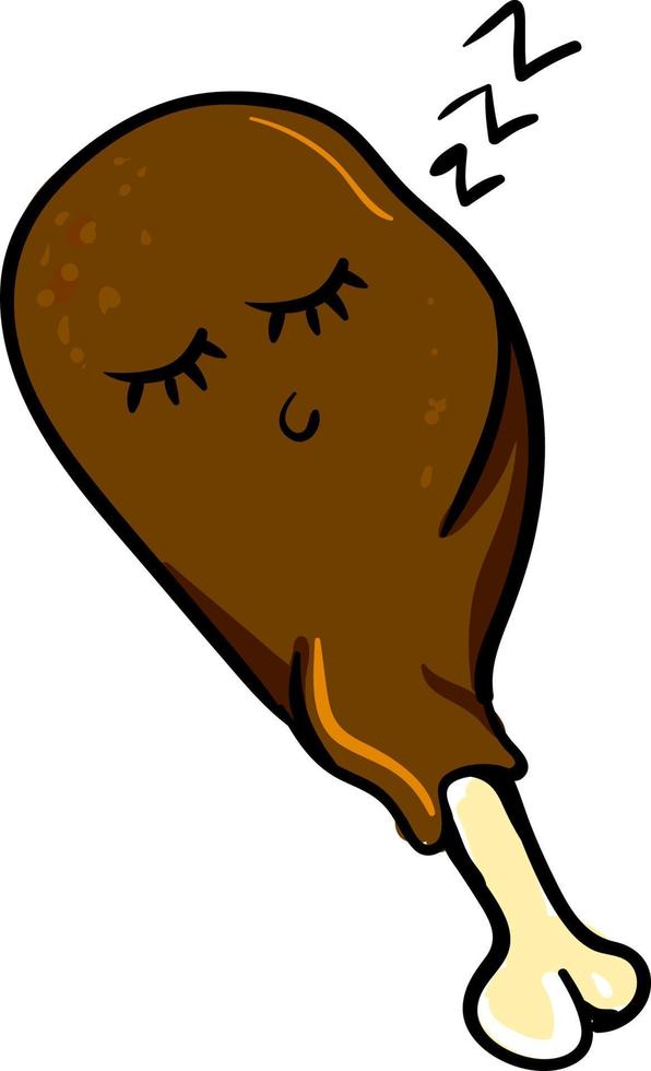 Sleeping chicken thigh, illustration, vector on white background.
