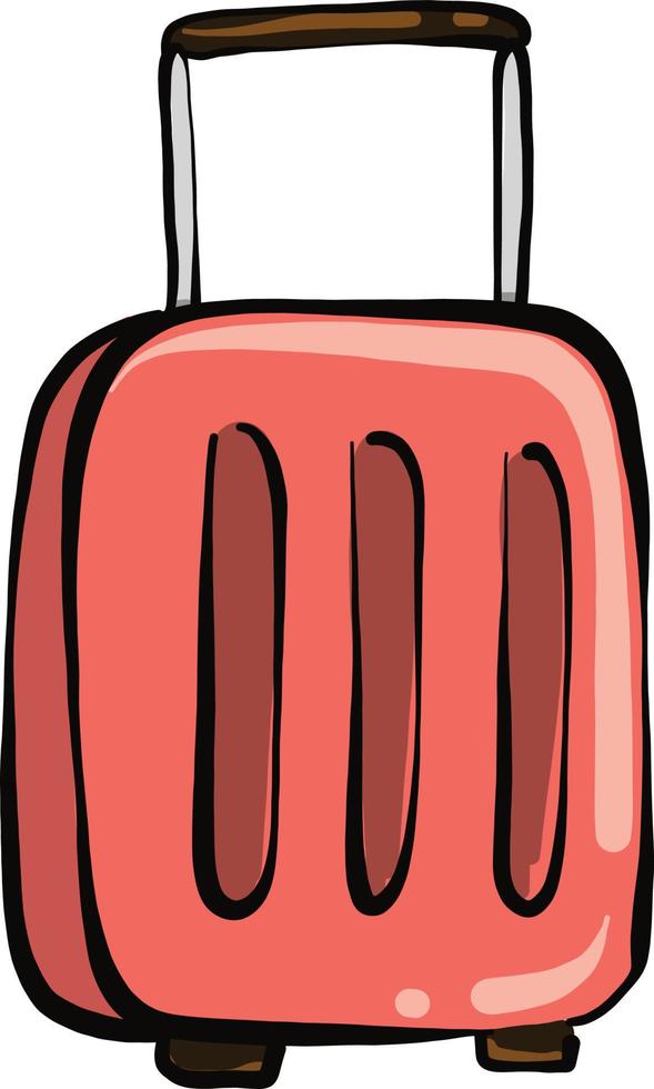 Pink suitcase, illustration, vector on a white background.