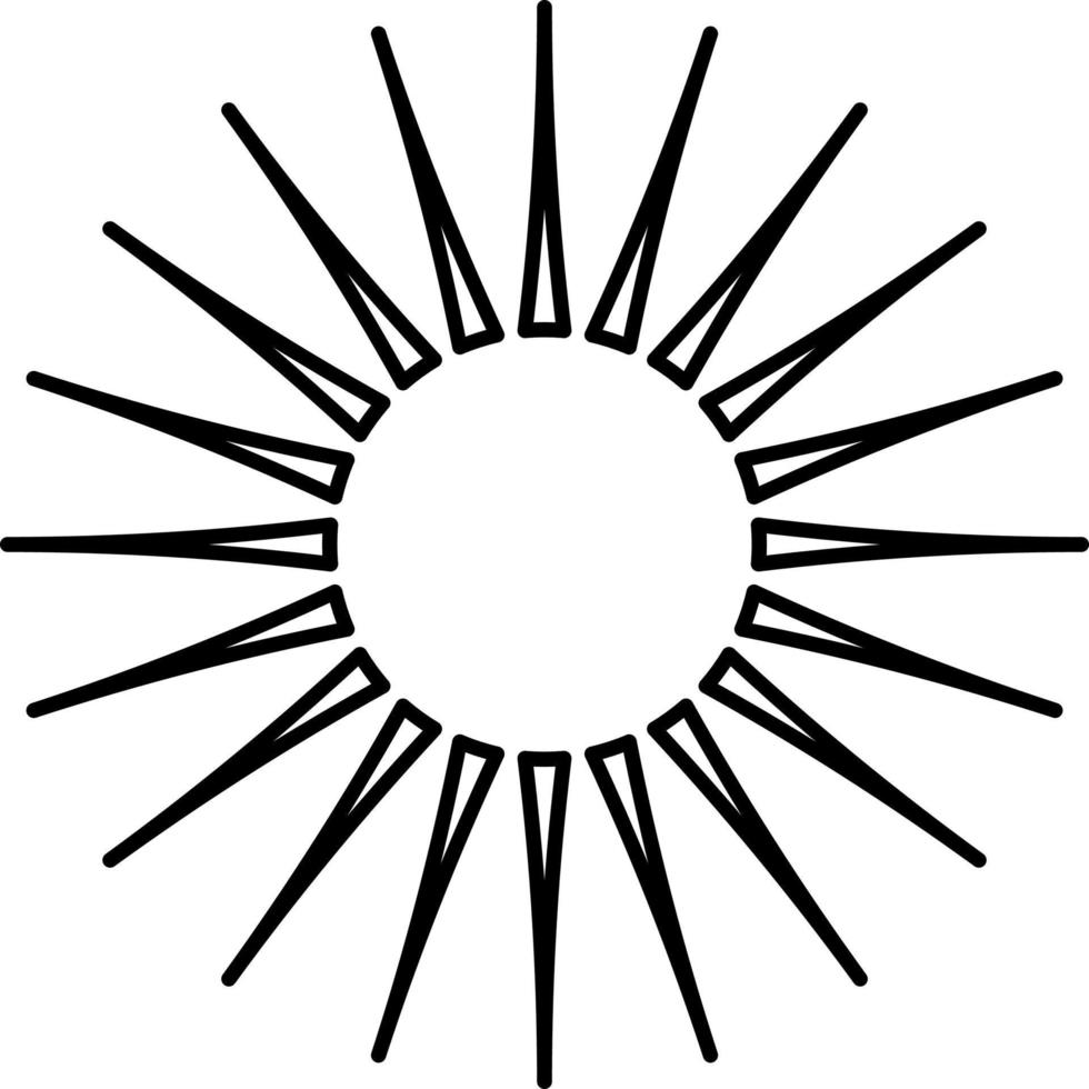 Sun wuth long sun rays, illustration, vector on white background.