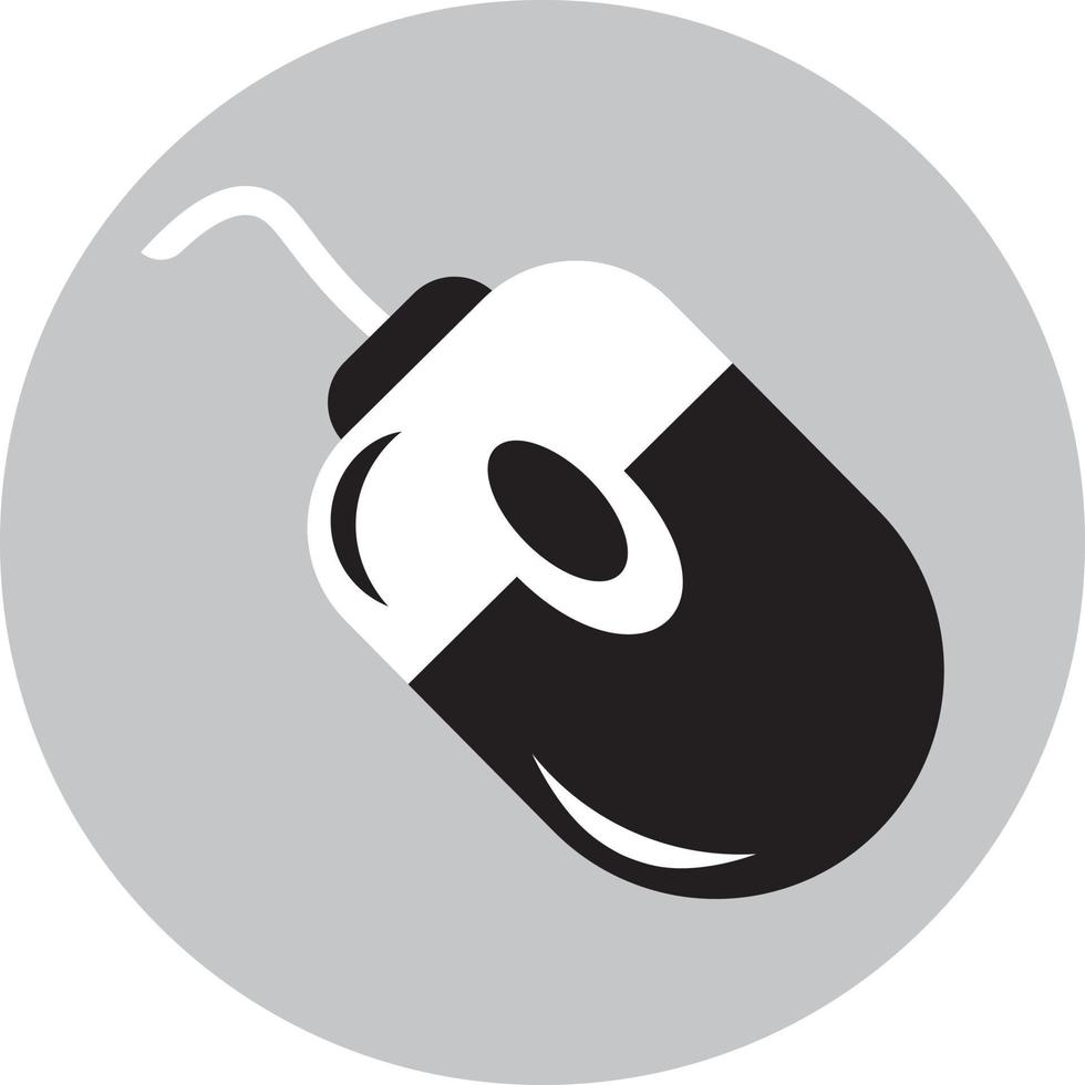 Black and white computer mouse, illustration, vector, on a white